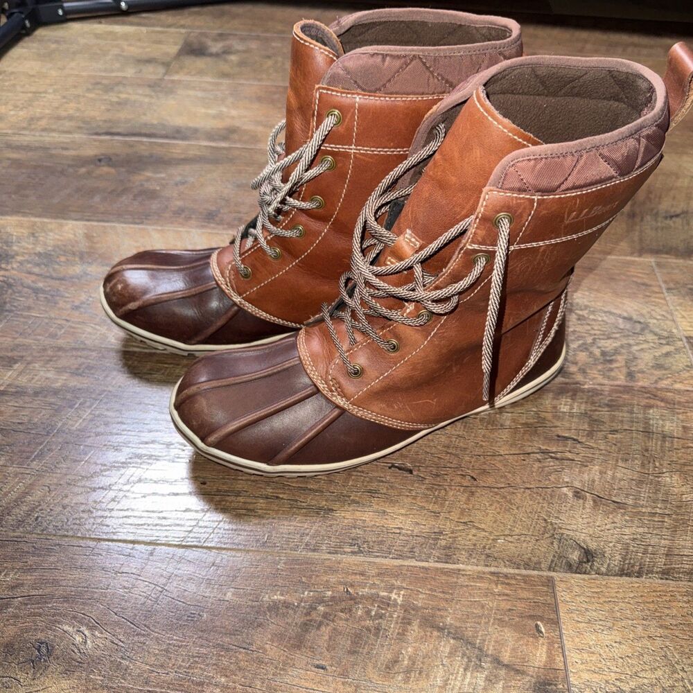 L.L.Bean Bar Harbor Tek 2.5 Women’s 9M Brown Waterproof Leather Duck Boots 9”